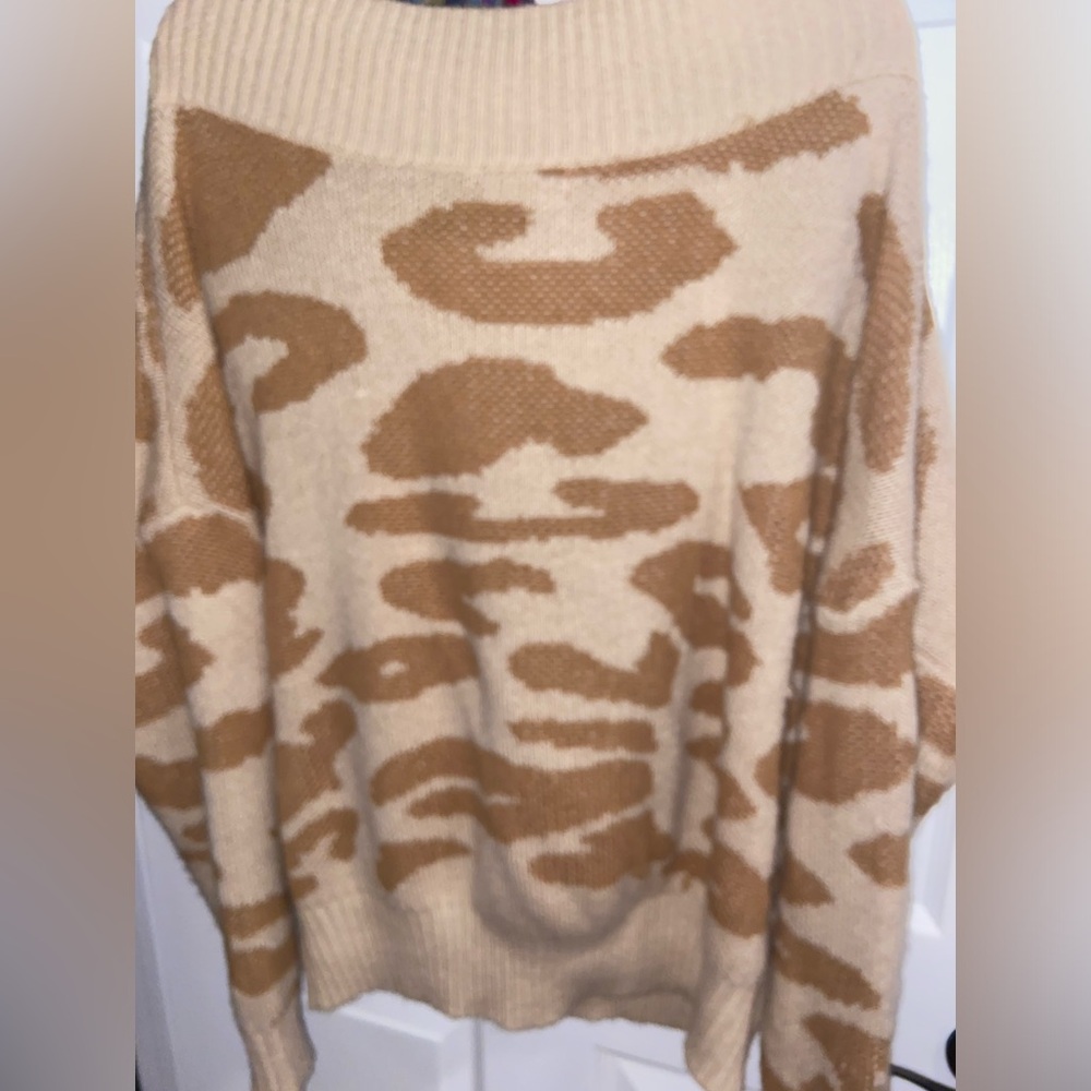 Exlura Women’s Off Shoulder Sweater Batwing Sleeve Leopard ONE-SIZE